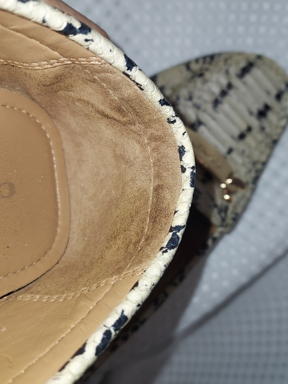 COACH Women's Beige Snake-Print Leather Loafers with Gold Hardware - Picture 5 of 10
